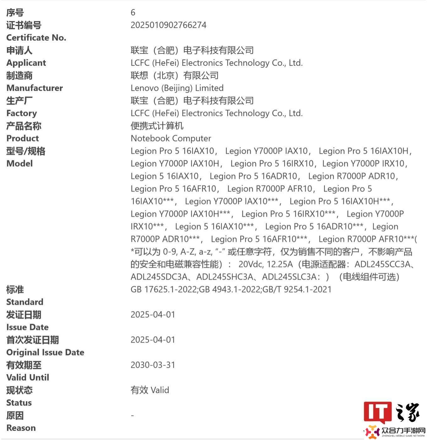 2025款聯(lián)想拯救者Legion游戲本Y7000P/R7000P獲3C認(rèn)證，性能再升級(jí)？