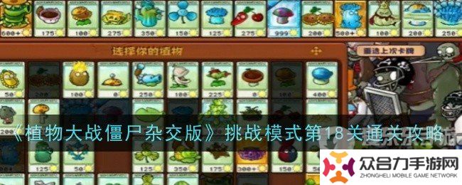 植物大戰(zhàn)僵尸雜交版挑戰(zhàn)模式第18關(guān)怎么過 挑戰(zhàn)模式第18關(guān)攻略